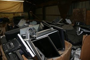 Computer monitors ready for recycling